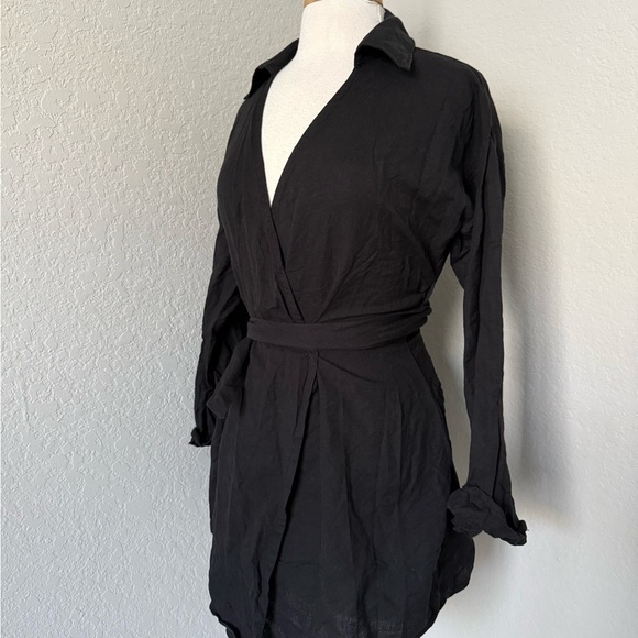 Pretty Lavish Black Cotton Linen Blend Mini Blazer Dress Sz 6 Editorial Capsule - Picture 5 of 8